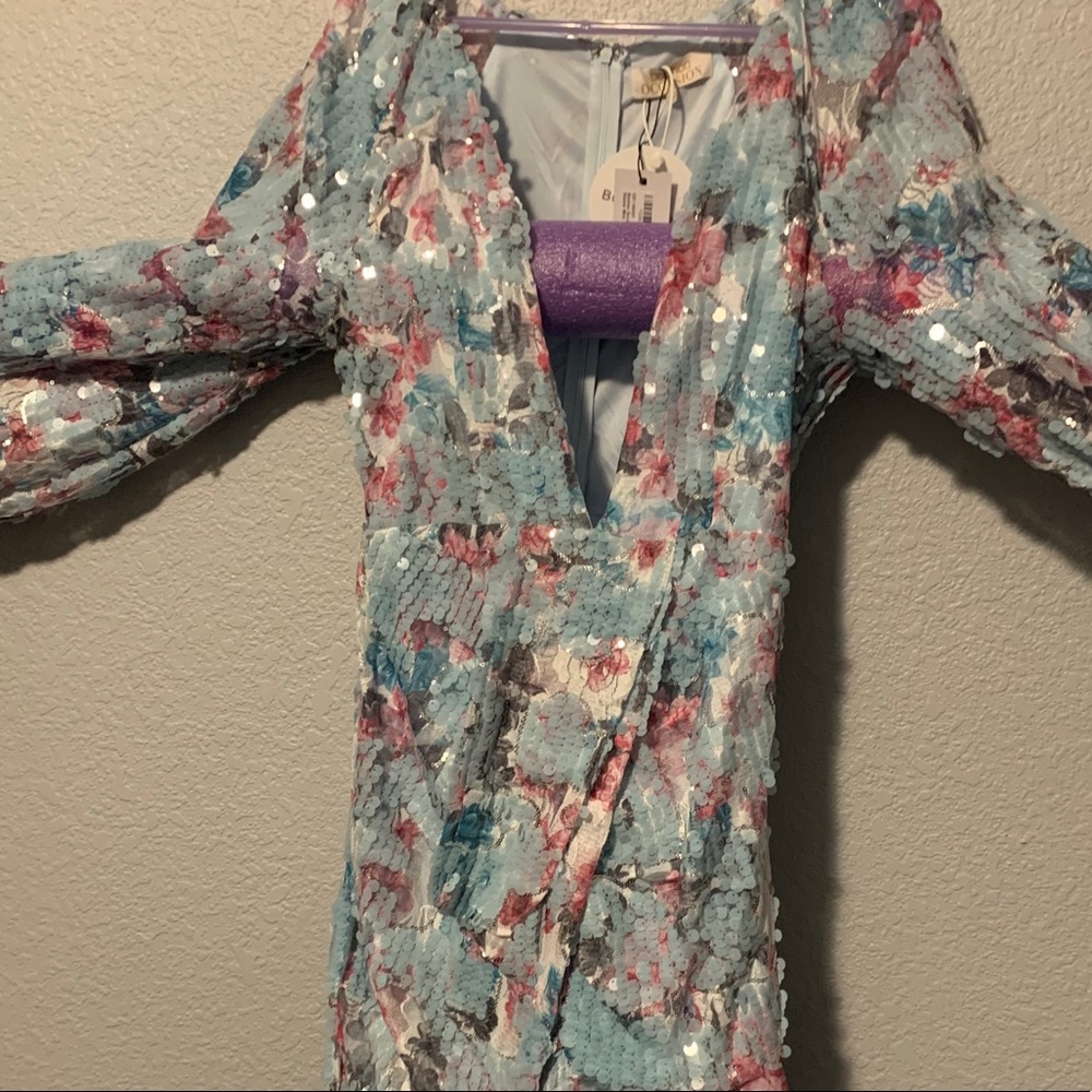 boohoo blue sequin dress